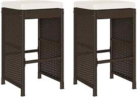 vidaXL Garten Barhocker mit Kissen 2 STK.,