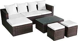 vidaXL Garten Ecksofagarnitur 4-TLG. Poly Rattan