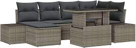 vidaXL Garten-Sofa-Set mit Kissen 7 pcs Grau,