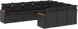 vidaXL Garten Sofagarnitur mit Kissen 10-TLG.,
