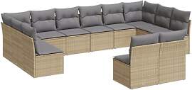 vidaXL Garten Sofagarnitur mit Kissen 12-TLG.,