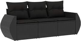 vidaXL Garten Sofagarnitur mit Kissen 3-TLG.,
