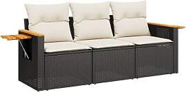 vidaXL Garten Sofagarnitur mit Kissen 3-TLG.,