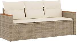 vidaXL Garten Sofagarnitur mit Kissen 3-TLG.,