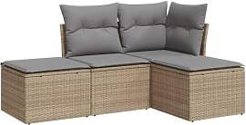 vidaXL Garten Sofagarnitur mit Kissen 4-TLG.,