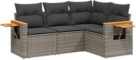 vidaXL Garten Sofagarnitur mit Kissen 4-TLG.,