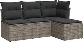 vidaXL Garten Sofagarnitur mit Kissen 4-TLG.,
