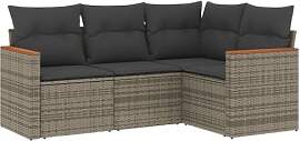vidaXL Garten Sofagarnitur mit Kissen 4-TLG.,