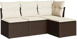vidaXL Garten Sofagarnitur mit Kissen 4-TLG.,