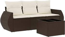 vidaXL Garten Sofagarnitur mit Kissen 4-TLG.,