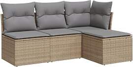 vidaXL Garten Sofagarnitur mit Kissen 4-TLG.,