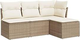 vidaXL Garten Sofagarnitur mit Kissen 4-TLG.,