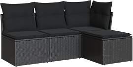 vidaXL Garten Sofagarnitur mit Kissen 4-TLG.,