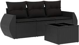 vidaXL Garten Sofagarnitur mit Kissen 4-TLG.,