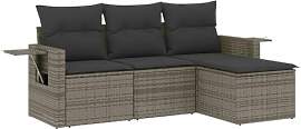 vidaXL Garten Sofagarnitur mit Kissen 4-TLG.,