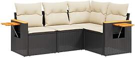 vidaXL Garten Sofagarnitur mit Kissen 4-TLG.,