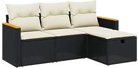 vidaXL Garten Sofagarnitur mit Kissen 4-TLG.,