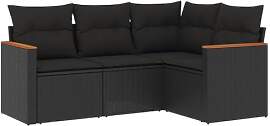 vidaXL Garten Sofagarnitur mit Kissen 4-TLG.,
