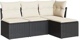 vidaXL Garten Sofagarnitur mit Kissen 4-TLG.,