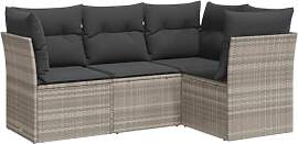 vidaXL Garten Sofagarnitur mit Kissen 4-TLG.,