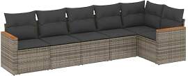 vidaXL Garten Sofagarnitur mit Kissen 6-TLG.,
