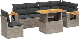 vidaXL Garten Sofagarnitur mit Kissen 7-TLG.,