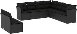 vidaXL Garten Sofagarnitur mit Kissen 9-TLG.,