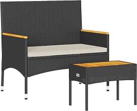 vidaXL Gartenbank 2-Sitzer, Parkbank mit Kissen