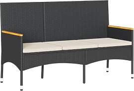 vidaXL Gartenbank 3-Sitzer, Parkbank mit Kissen