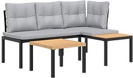 vidaXL Gartenbank-Set 3-TLG. Schwarz