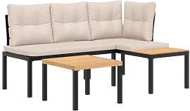 vidaXL Gartenbank-Set 3-TLG. Schwarz