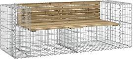 vidaXL Gartenbank, Sitzbank Bank Gabionen,