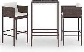 vidaXL Gartenbar Set 3-TLG. mit Kissen Theke Bar