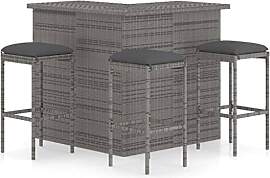 vidaXL Gartenbar Set 4-TLG. mit Kissen Theke Bar