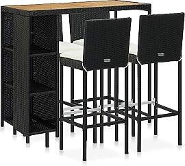vidaXL Gartenbar Set 5-TLG. mit Kissen Theke Bar