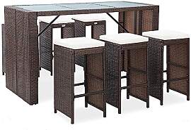 vidaXL Gartenbar Set 7-TLG. mit Auflagen Theke Bar 