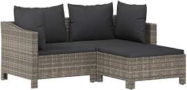 vidaXL Gartenmöbel 3-TLG. mit Kissen Lounge Sofa