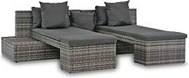 vidaXL Gartenmöbel 4-TLG. Grau Poly Rattan Sofa