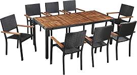 vidaXL Gartenmöbel 9-TLG. Poly Rattan Akazienholz 