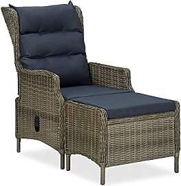 vidaXL Gartensessel mit Fußhocker Liegefunktion