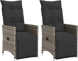 vidaXL Gartensessel mit Kissen 2 STK., Verstellbar 