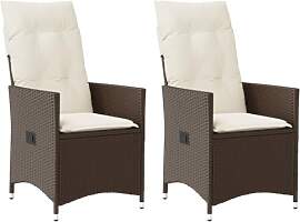 vidaXL Gartensessel mit Kissen 2 STK., Verstellbar 