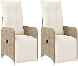 vidaXL Gartensessel mit Kissen 2 STK., Verstellbar 