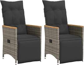 vidaXL Gartensessel mit Kissen 2 STK., Verstellbar 