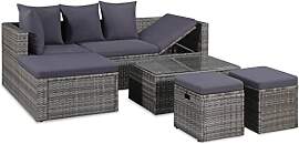 vidaXL Gartensofa 14-TLG. Poly Rattan Grau Lounge