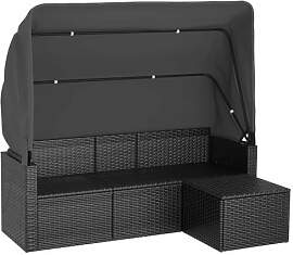 vidaXL Gartensofa 3-Sitzer mit Dach Fußhocker