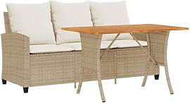 vidaXL Gartensofa 3-Sitzer mit Kissen und Tisch