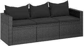vidaXL Gartensofa 3 Sitzer, Sofa mit 3 Sitzkissen