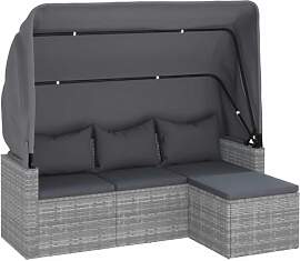 vidaXL Gartensofa 3 Sitzer, Sofa mit faltbaren