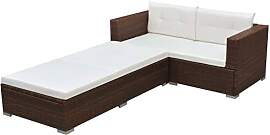 vidaXL Gartensofa 3-TLG. Poly Rattan Gartenmöbel